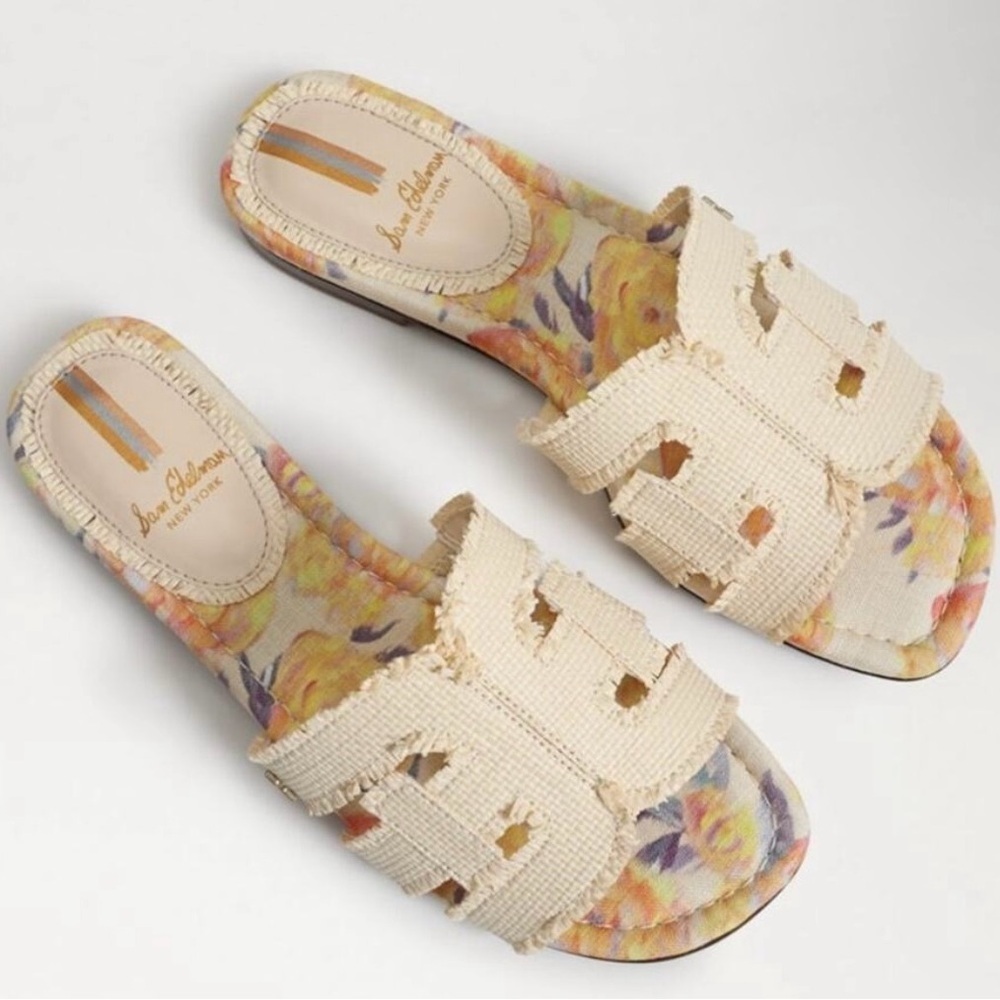 NEW Sam Edelman Bray Fray Wheat Weave Slide Sandals -Size 9.5